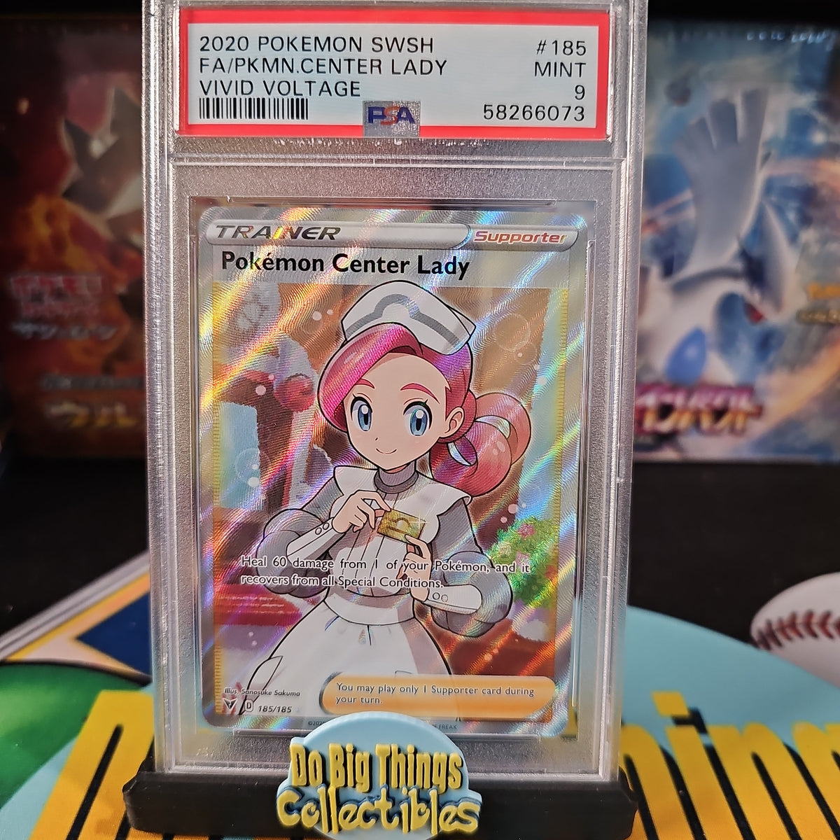 Vivid Voltage Pokemon Center Lady Full Art PSA 9