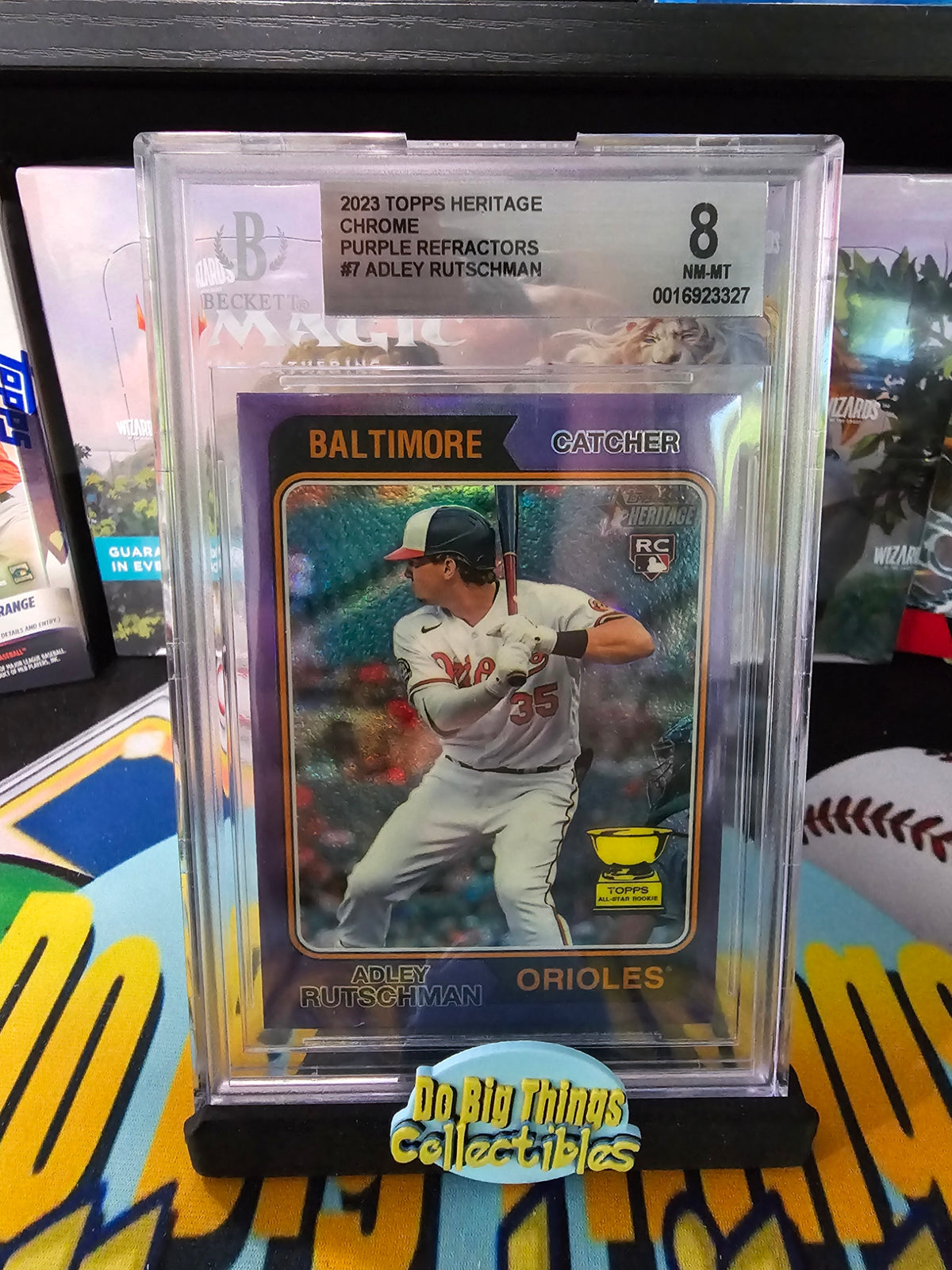 2023 Topps Heritage Adley Rutschman Purple Refractor BGS 8