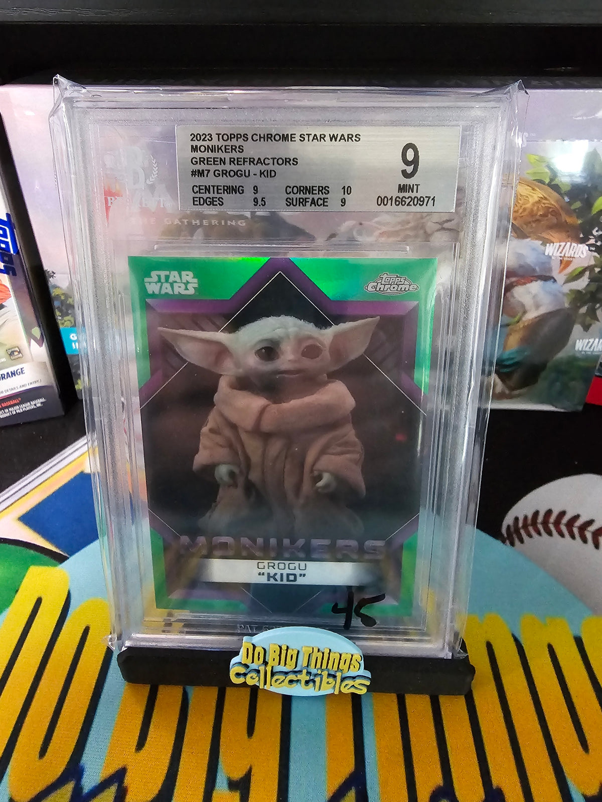 2023 Chrome Star Wars Grogu Monikers Green /99 BGS 9