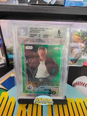 2023 Chrome Star Wars Han Solo Green /99 BGS 6