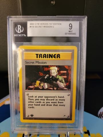 1st Edition Gym Heroes Secret Mission Trainer BGS 9