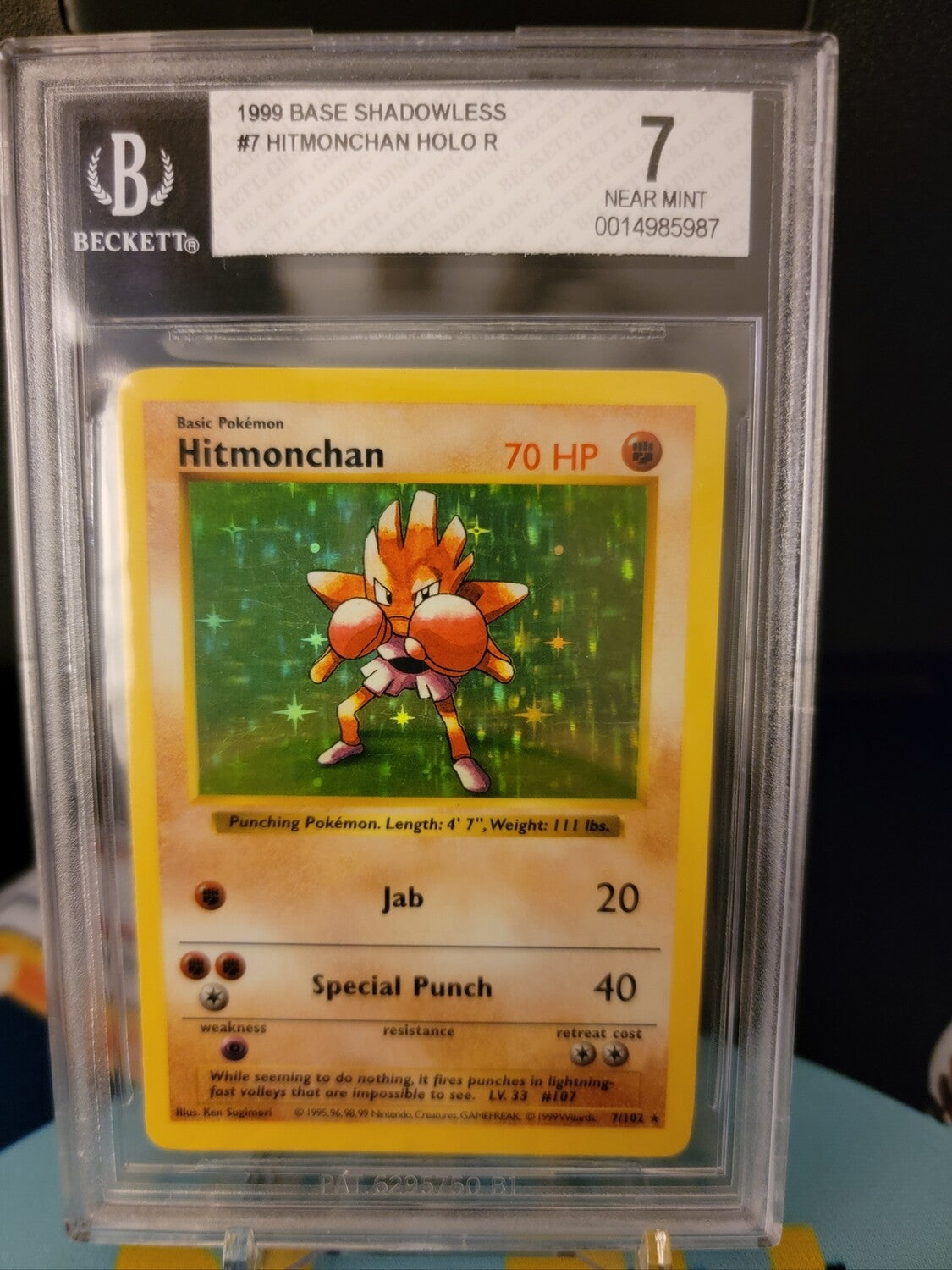 Base Set Shadowless Hitmonchan Holo BGS 7