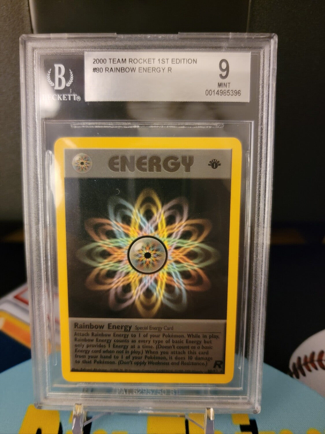 1st Edition Team Rocket Rainbow Energy BGS 9