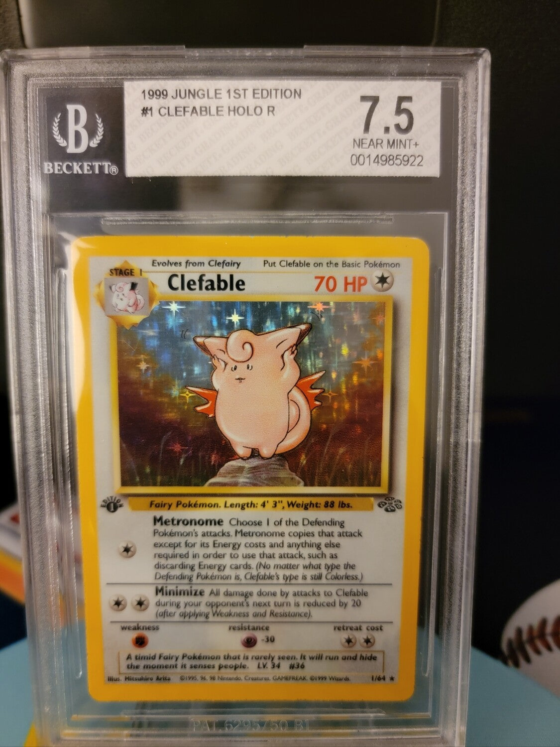 1st Edition Jungle Clefable Holo BGS 7.5