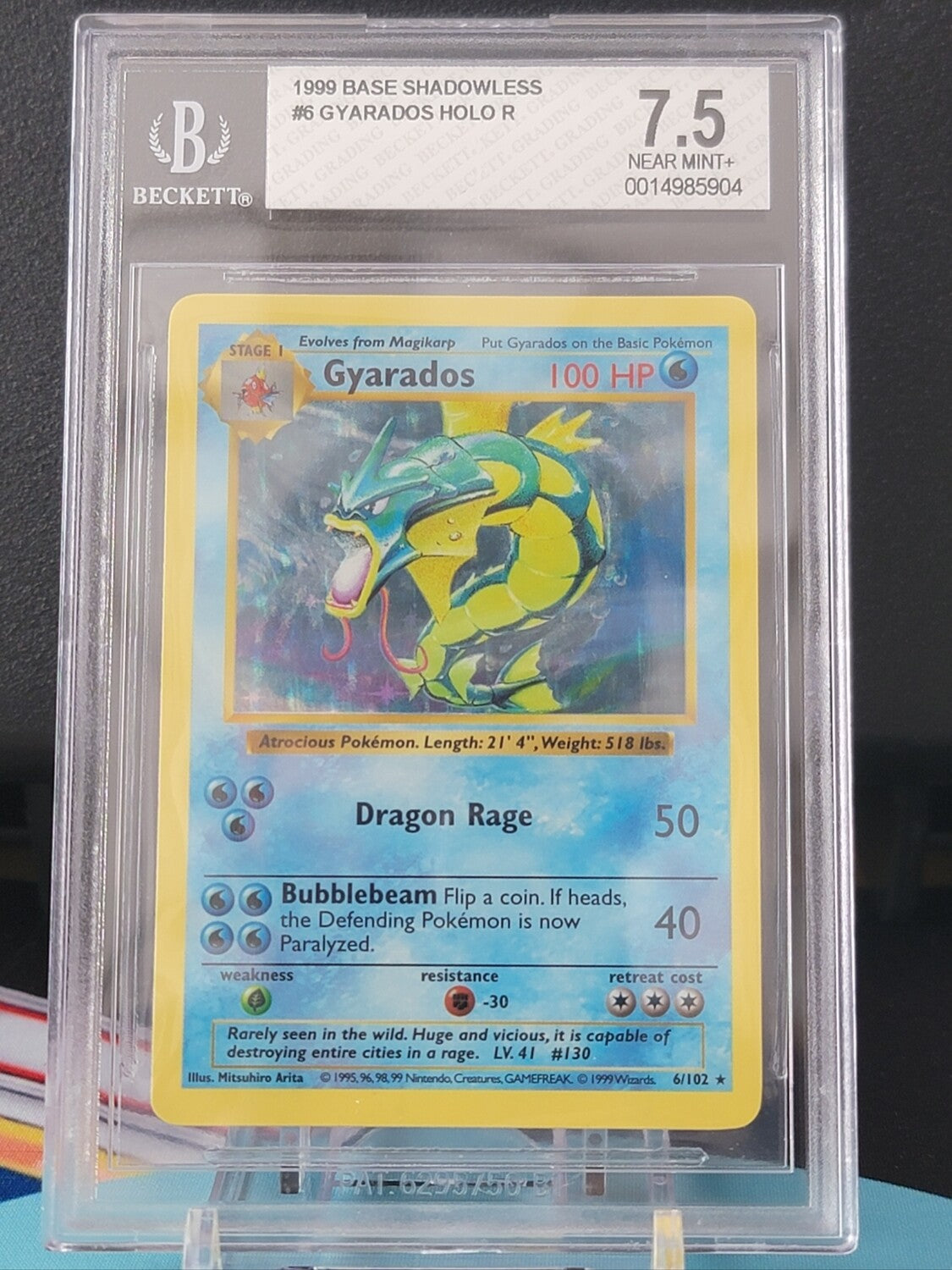 Shadowless Base Set Gyarados Holo BGS 7.5